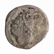 Οπισθότυπος 'SilCoinCy A7019, E.T. Newell Coll., acc.no.: 1944.100.57952. Silver coin of king Pyrwos of Amathous c. 385 BC - . Weight: 6.44g, Axis: 12h, Diameter: 21mm. Obverse type: Lion lying r., eagle flying r. above. Obverse symbol: -. Obverse legend: - in -. Reverse type: lion forepart r.. Reverse symbol: -. Reverse legend: - in -. 'Le monnayage d’Amathonte', 'BMC Cyprus, A Catalogue of the Greek Coins in the British Museum, Cyprus'.