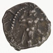 Εμπροσθότυπος 'SilCoinCy A7068, E.T. Newell coll., acc.no.: 1944.100.57968. Silver coin of king Uncertain king of Kition of Kition 525 - 480 BC. Weight: 1.669g, Axis: 8h, Diameter: 12mm. Obverse type: Heracles advancing r. holding club and bow. Obverse symbol: -. Obverse legend: - in -. Reverse type: lion devouring stag r. within incuse square. Reverse symbol: no visible legend on the rev. to help attribution. Reverse legend: - in -.