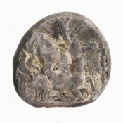 Οπισθότυπος 'SilCoinCy A7083, E.T. Newell coll., acc.no.: 1944.100.57973. Silver coin of king Uncertain king of Kition of Kition 525 - 480 BC. Weight: 1g, Axis: 9h, Diameter: 9mm. Obverse type: Heracles hd. r.. Obverse symbol: -. Obverse legend: - in -. Reverse type: lion devouring stag r. within incuse square. Reverse symbol: -. Reverse legend: - in -.