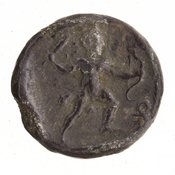 Οπισθότυπος 'SilCoinCy A7133, E. T. Newell Coll., acc.no.: 1944.100.58002. Silver coin of king Demonikos I of Lapethos 525 - 480 BC. Weight: 1.577g, Axis: 12h, Diameter: 12mm. Obverse type: Athena stg. facing holding spear and shield. Obverse symbol: -. Obverse legend: - in -. Reverse type: Heracles advancing r. holding club and bow within incuse square. Reverse symbol: -. Reverse legend: - in -.
