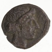 Obverse 'SilCoinCy A7436, E.T. Newell coll., acc.no.: 1944.100.58095. Silver coin of king Pnytagoras of Salamis 351 - 332 BC. Weight: 2.27g, Axis: 12h, Diameter: 12mm. Obverse type: Aphrodite hd. l.. Obverse symbol: -. Obverse legend: Π (Ν) in Greek. Reverse type: Artemis hd. r.. Reverse symbol: -. Reverse legend: (Β Α) in Greek.
