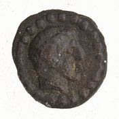 Εμπροσθότυπος 'SilCoinCy A7696, Gunther, C. Godfrey, acc.no.: 1951.116.257. Silver coin of king Evagoras I of Salamis 411 - 374 BC. Weight: .20699999999999999g, Axis: -, Diameter: 7mm. Obverse type: male hd. r.. Obverse symbol: -. Obverse legend: - in -. Reverse type: smooth. Reverse symbol: -. Reverse legend: - in -.