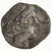 Obverse 'SilCoinCy A7432, Gunther, C. Godfrey, acc.no.: 1951.116.314. Silver coin of king Pnytagoras of Salamis 351 - 332 BC. Weight: 2.17g, Axis: 12h, Diameter: 13mm. Obverse type: Aphrodite hd. r.. Obverse symbol: -. Obverse legend: (Π N) in Greek. Reverse type: Artemis hd. r.. Reverse symbol: -. Reverse legend: (Β Α) in Greek.