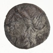 Reverse 'SilCoinCy A7438, Gunther, C. Godfrey, acc.no.: 1951.116.317. Silver coin of king Pnytagoras of Salamis 351 - 332 BC. Weight: 2.08g, Axis: 12h, Diameter: 12mm. Obverse type: Aphrodite hd. l.. Obverse symbol: -. Obverse legend: (Π N) in Greek. Reverse type: Artemis hd. r.. Reverse symbol: -. Reverse legend: (B A) in Greek.
