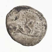 Obverse 'SilCoinCy A7012, Gift of G. Gunther Coll. N. 94, acc.no.: 1951.116.66. Silver-plated coin of king Uncertain king of Amathous of Amathous 460 - 350 BC. Weight: 3.51g, Axis: 12h, Diameter: 15mm. Obverse type: lion lying r.. Obverse symbol: no legend. Obverse legend: - in -. Reverse type: lion forepart r. within incuse square. Reverse symbol: no legend. Reverse legend: - in -. 'Le monnayage d’Amathonte', 'BMC Cyprus, A Catalogue of the Greek Coins in the British Museum, Cyprus'.
