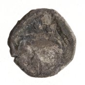 Οπισθότυπος 'SilCoinCy A7086, Gift of Christian G. Gunther. March 1949, acc.no.: 1951.116.95. Silver coin of king Uncertain king of Kition of Kition 525 - 480 BC. Weight: .753g, Axis: 12h, Diameter: 9mm. Obverse type: Heracles hd. r.. Obverse symbol: -. Obverse legend: - in -. Reverse type: lion devouring stag r. within incuse square. Reverse symbol: -. Reverse legend: - in -.