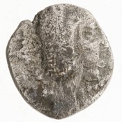 Εμπροσθότυπος 'SilCoinCy A7082, Gift of Christian G. Gunther. March 1949, acc.no.: 1951.116.97. Silver coin of king Uncertain king of Kition of Kition 525 - 480 BC. Weight: .90300000000000002g, Axis: 12h, Diameter: 10mm. Obverse type: Heracles hd. r.. Obverse symbol: -. Obverse legend: - in -. Reverse type: lion devouring stag r. within incuse square. Reverse symbol: -. Reverse legend: - in -.