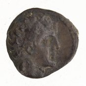 Obverse 'SilCoinCy A7698, Gunther, C. Godfrey, acc.no.: 1953.30.25. Silver coin of king Evagoras I of Salamis 411 - 374 BC. Weight: .36899999999999999g, Axis: -, Diameter: 7mm. Obverse type: male hd. r.. Obverse symbol: -. Obverse legend: - in -. Reverse type: four spoked wheel. Reverse symbol: -. Reverse legend: - in -.