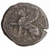 Εμπροσθότυπος 'SilCoinCy A7128, Robert F. Kelley bequest, april 1977, acc.no.: 1977.158.586. Silver coin of king Gras or Gra(-) of Idalion 470+ BC - . Weight: 10.87g, Axis: 12h, Diameter: 23mm. Obverse type: sphinx std. l.. Obverse symbol: -. Obverse legend: pa-ka-ra in Cypriot syllabic. Reverse type: lotus blossom within incuse circle. Reverse symbol: -. Reverse legend: - in -. 'BMC Cyprus, A Catalogue of the Greek Coins in the British Museum, Cyprus'.