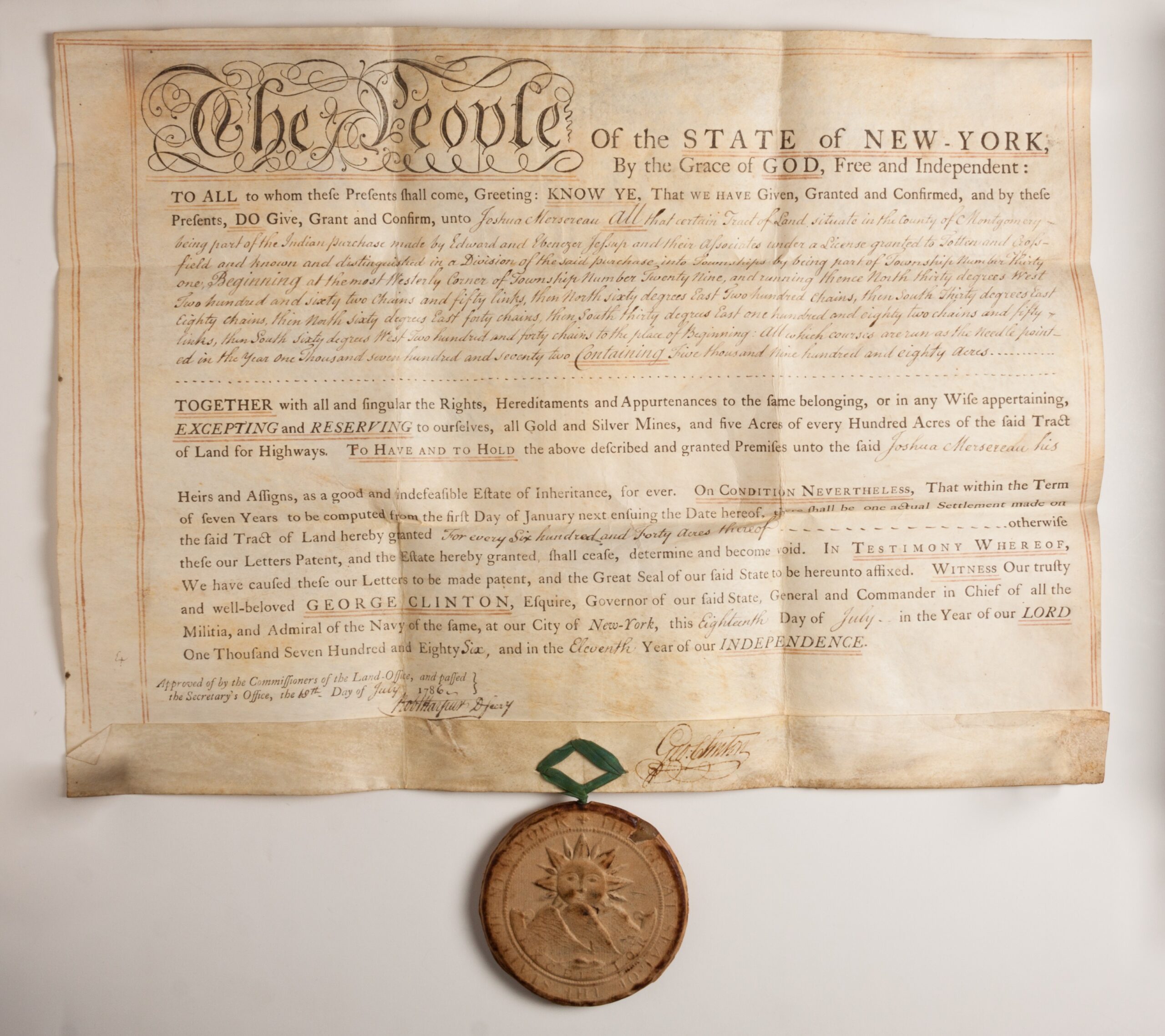 New-York Letters Patent and Seal, 1786