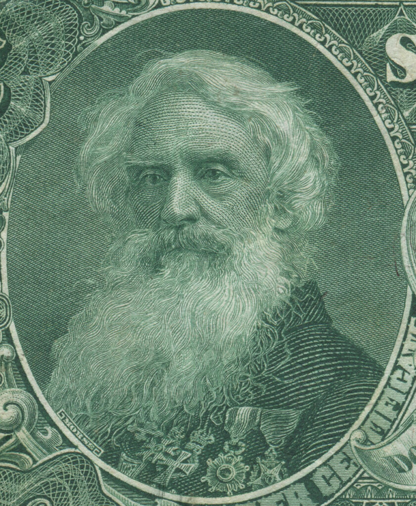 Detail of Morse from the reverse of an 1896 $2 silver certificate, ANS 1980.67.17