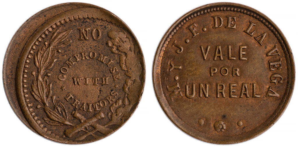 Figure 1. The "obverse" and "reverse" of our mystery mule Civil War Token.