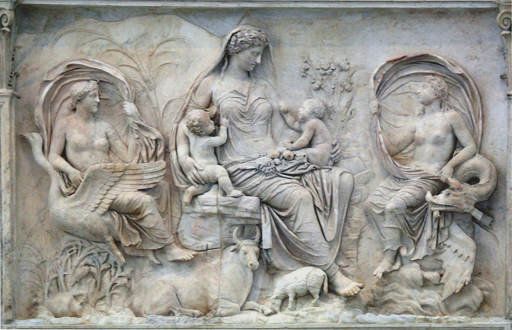 Relief of Tellus Mater, the Roman earth-goddess. Rome, Ara Pacis Augustae (13–9 BC).