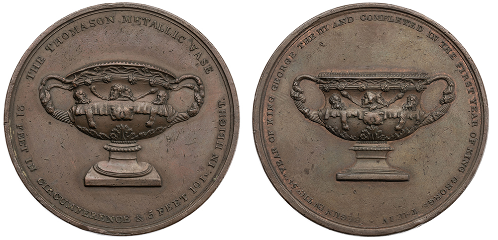 Thomason cartography medal featuring the Eastern and Western Hemispheres. ANS 0000.999.20818.