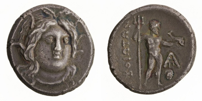 Reduced-weight silver drachm, Boiotian League. (ANS 1944.100.20197)