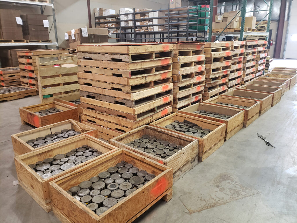 Figure 1. Some of the pallets staged in Green Bay ready for pickup.