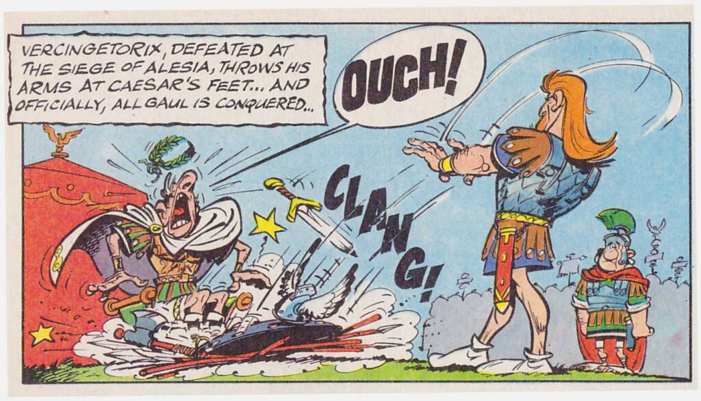 Figure 7. R. Goscinny – A. Uderzo, Vercingetorix after the Battle of Alesia in Asterix and the Chieftain's Shield (1967). Original French title: Le bouclier arverne, "The Arvernian Shield."