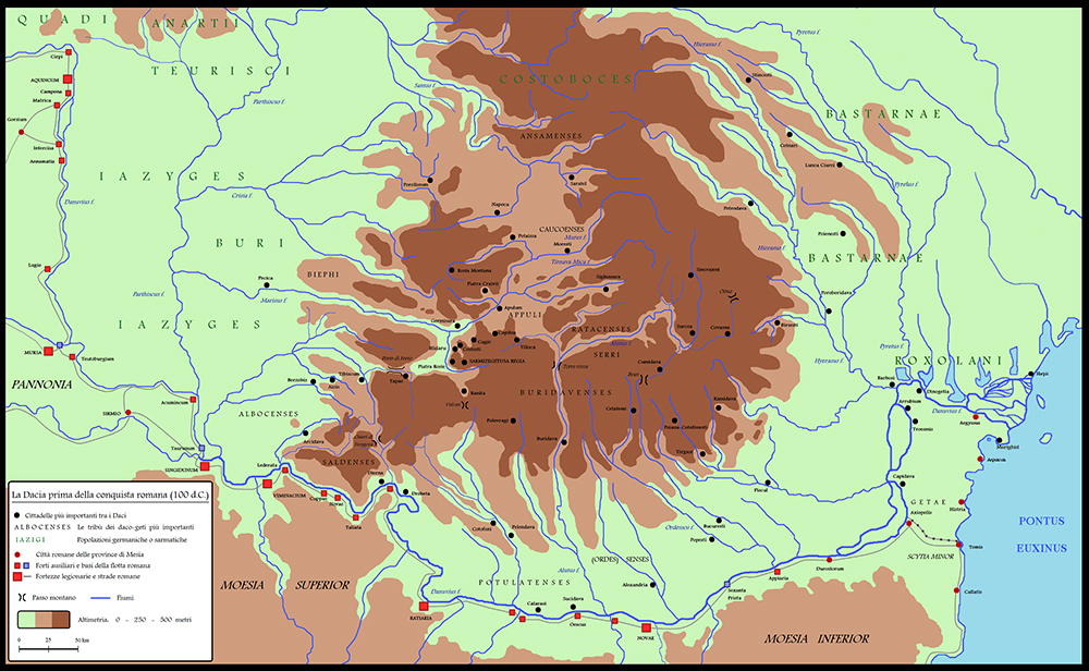 Figure 4: The Dacian Kingdom around 100 AD, before Trajan’s conquest.