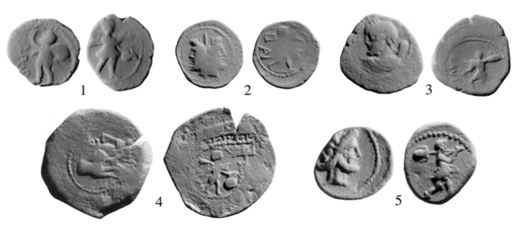 Fig. 8: The man with the “shovel” on the local bronzes of central Italy. Stannard 2005, p. 50. 