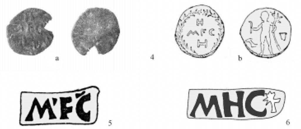Fig. 9: Examples of correspondence of names appearing on tokens from Baetica and amphora stamps. Morra Serrano 2004, p. 529, fig. 2.