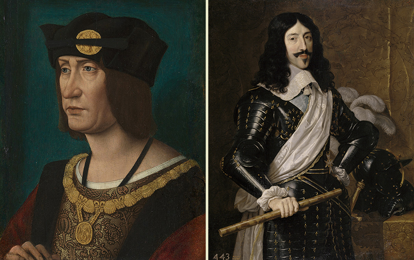 Kings Louis XII (left) and Louis XIII (right)