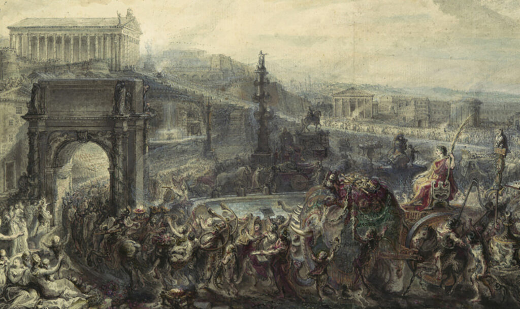 Gabriel de Saint-Aubin, The Triumph of Pompey (1765). New York, Metropolitan Museum of Art.